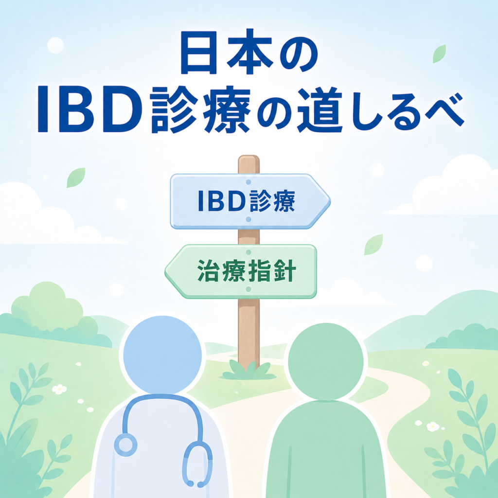 日本のIBD診療の道しるべとなる診断基準・治療指針を表すイラスト
