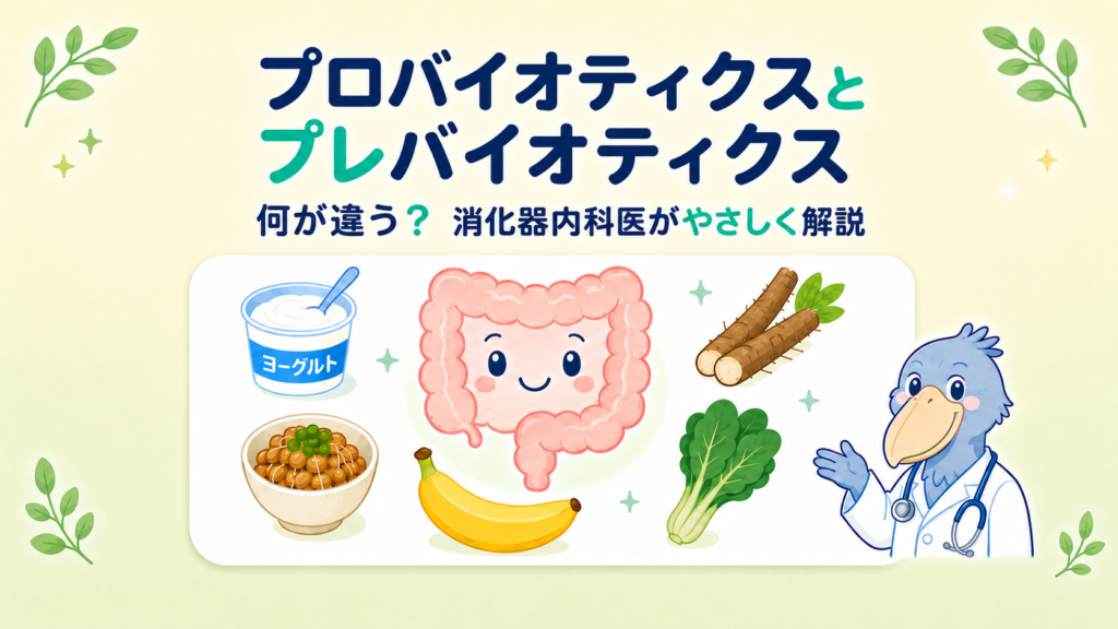 プロバイオティクスとプレバイオティクスの違いを消化器内科医がやさしく解説する記事のアイキャッチ画像