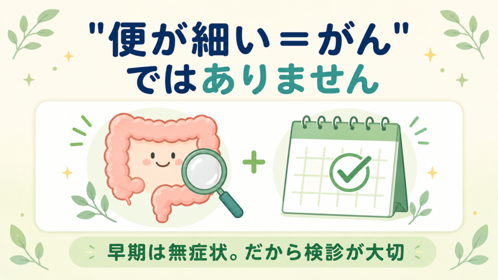 早期の大腸がんはほとんど症状がなく、症状がないうちの検診が大切であることを示した図