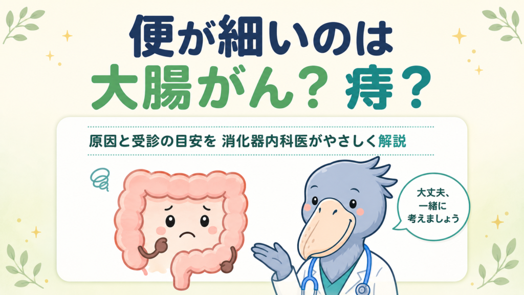 便が細いのは大腸がんか痔か、原因と受診の目安を消化器内科医が解説する記事のアイキャッチ画像