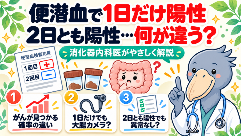 便潜血で1日だけ陽性・2日とも陽性の違いを消化器内科医が解説